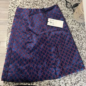 Gucci Blue and Red A-Line Logo Jacquard Skirt